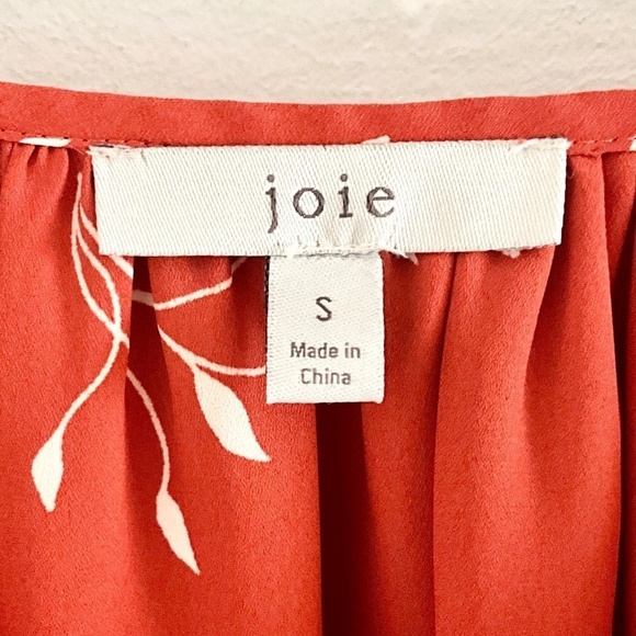REVOLVE x Joie Allea Blouse Peasant Orange Cinnamon/Cream As seen on TV Sz S - Picture 8 of 16